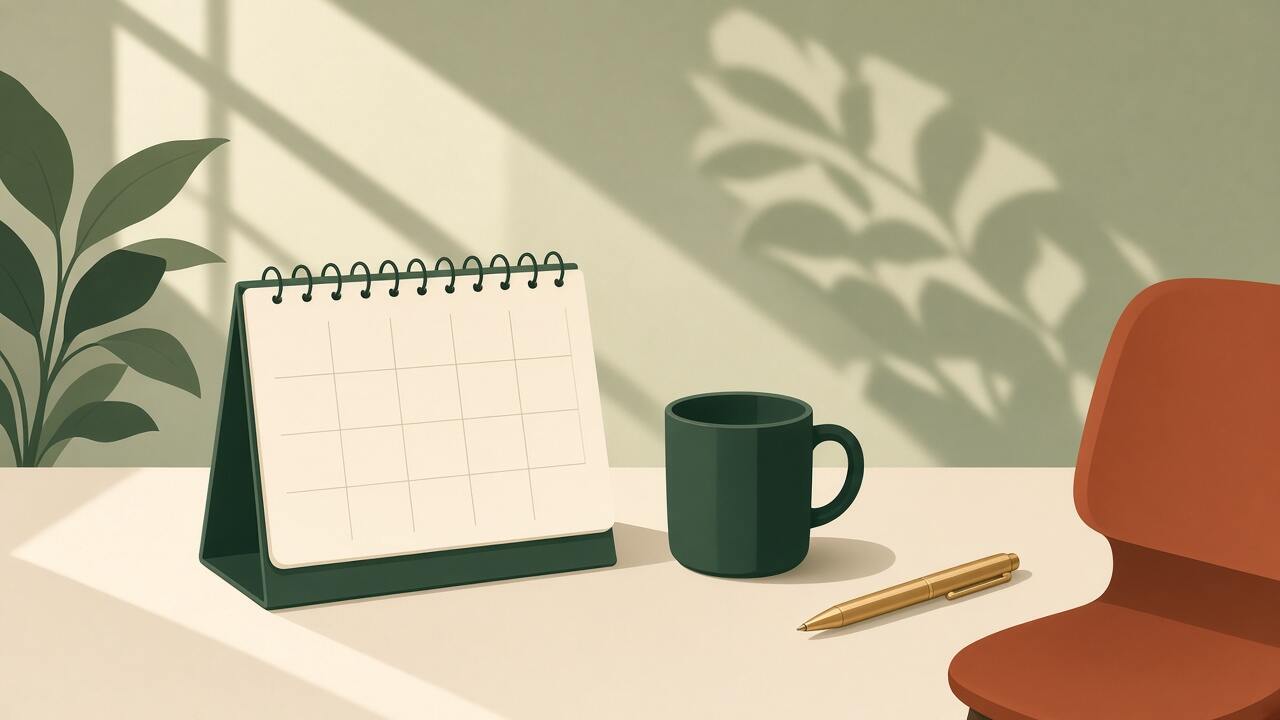 Example illustration of a blank desk calendar. It is not a client's booking system.