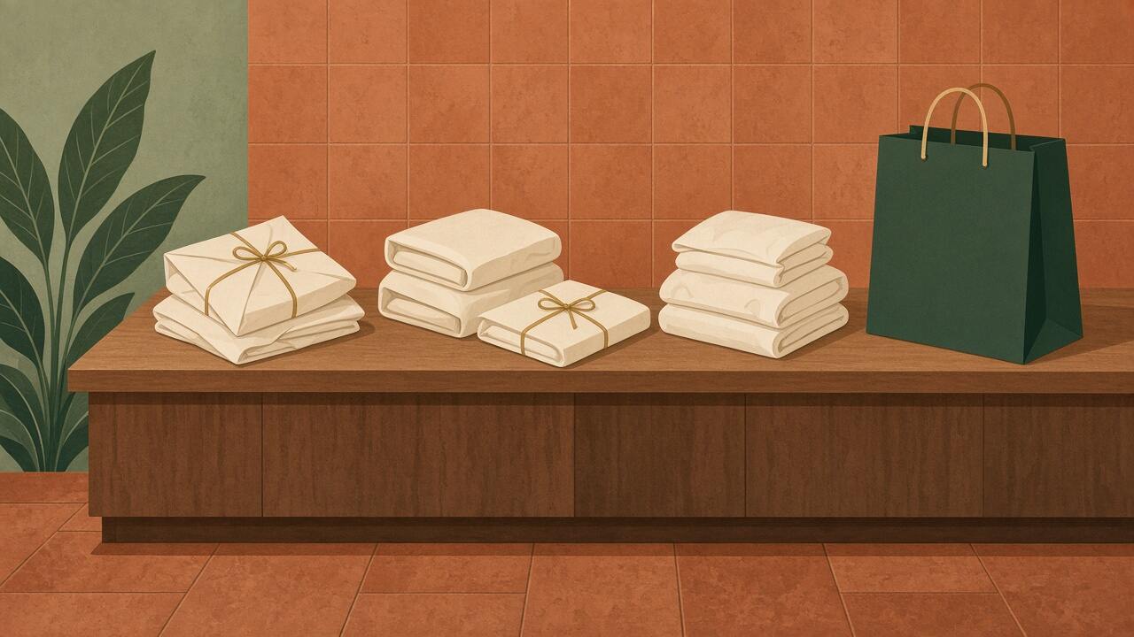 Example illustration of parcels on a counter. It is not a client's products.