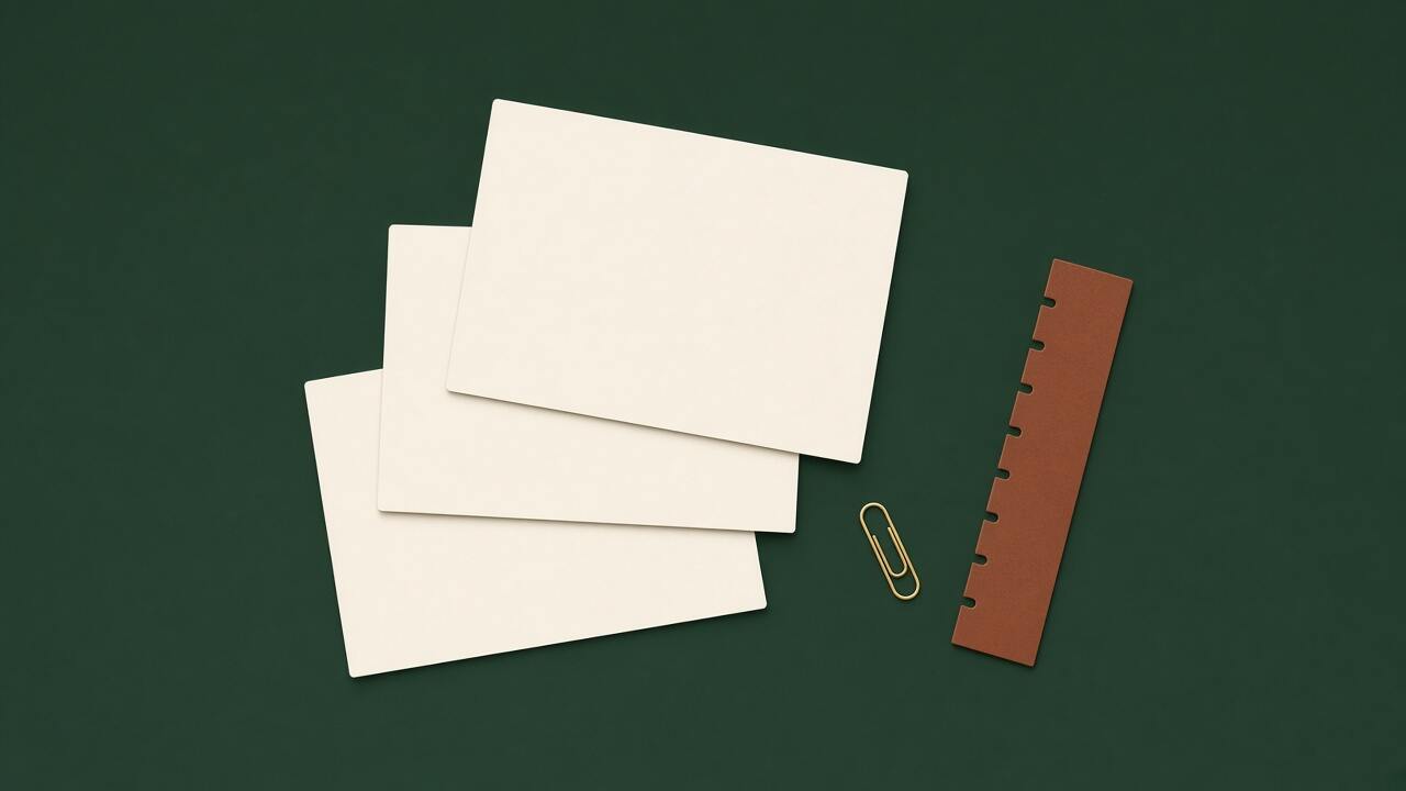 Example illustration of blank page cards. It is not a client layout.