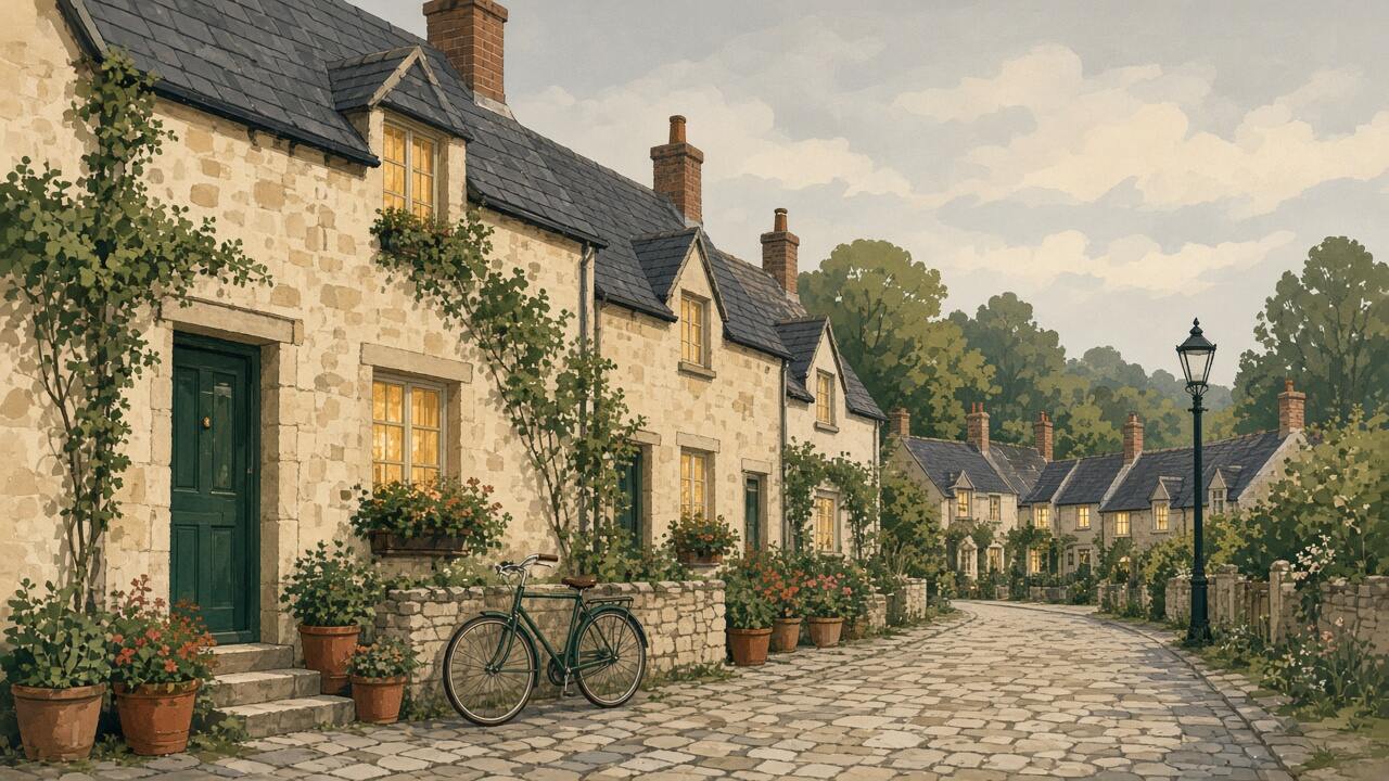 Example illustration of a village street. It is not a client's premises.